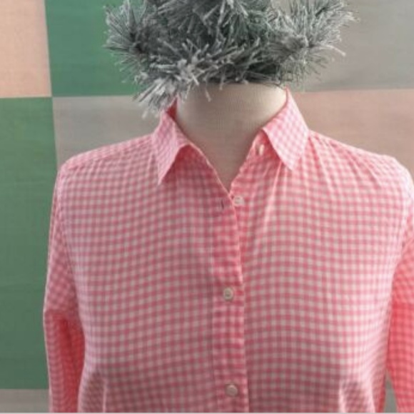 J CREW pink peach gingham shirt size 4 small - Picture 4 of 6